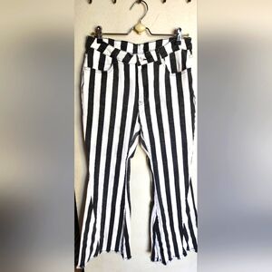 Stripped high waisted black and white bell leg pants size 14